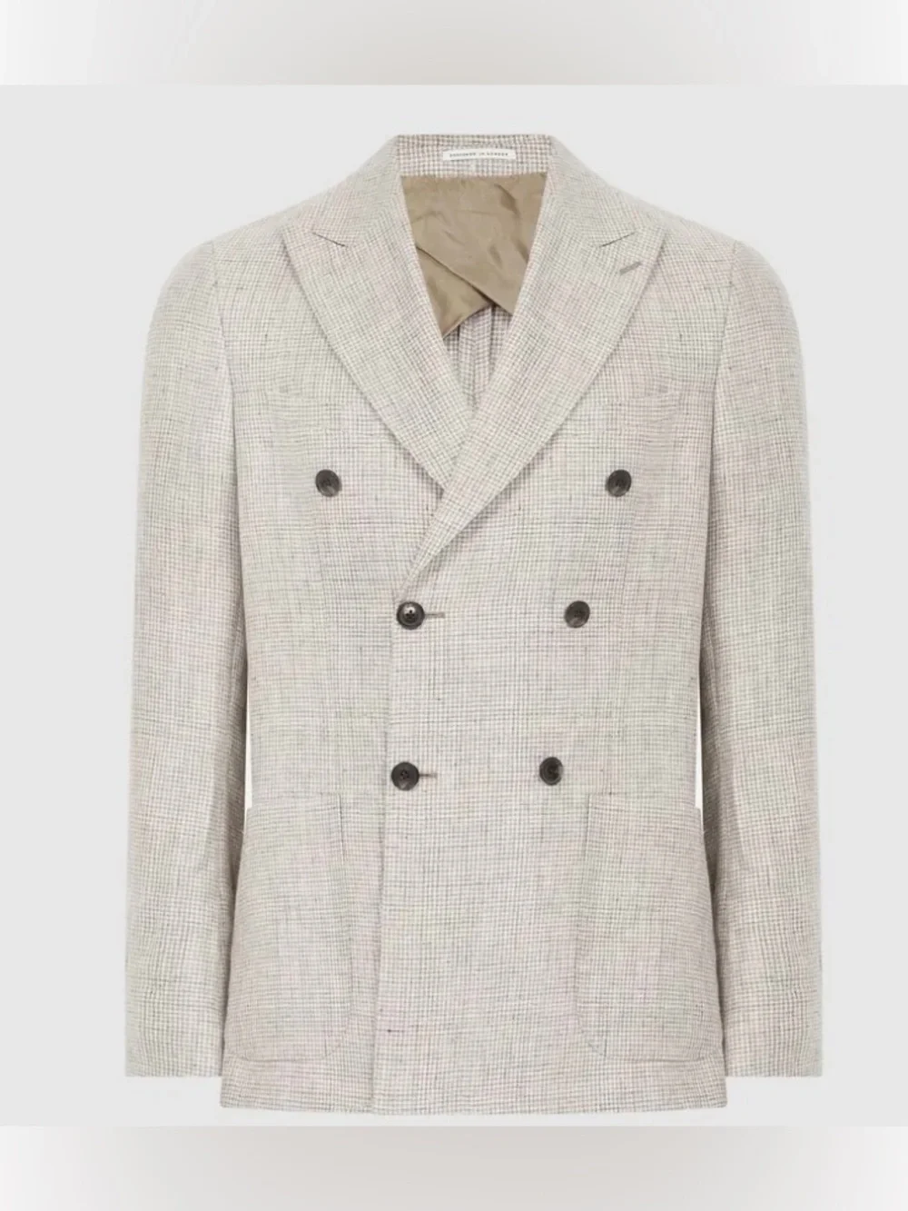 Reiss Blazer Angel Slim Fit Puppytooth Blazer Oatmeal Beige size 40